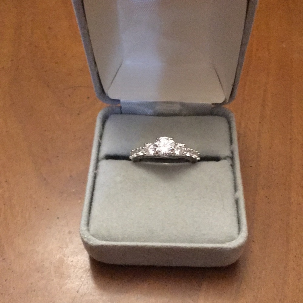 STERLING SILVER AND CZ ENGAGEMENT RING